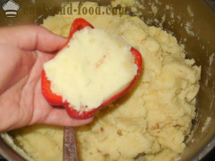Pimientos rellenos de puré de patatas y al horno - la forma de cocinar los pimientos rellenos con patatas y queso, con un paso a paso las fotos de la receta