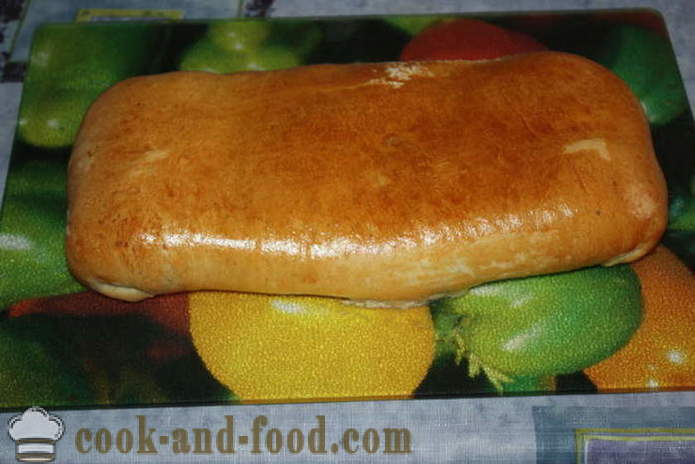 Levadura pastel de hojaldre relleno de pollo y las patatas - cómo hornear un pastel de pollo y las patatas en el horno, con un paso a paso las fotos de la receta