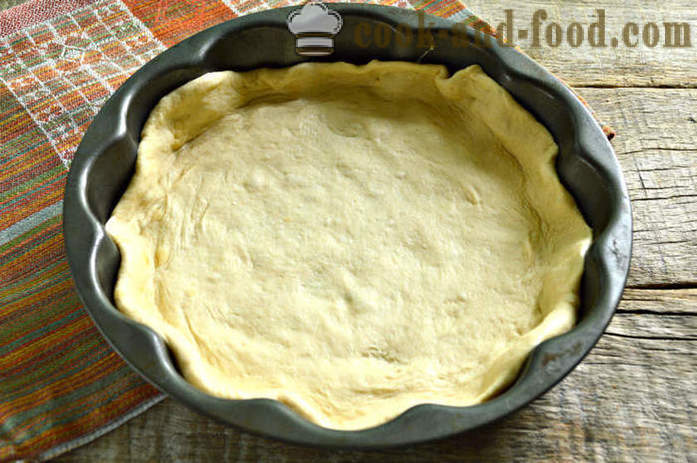 Delicioso pastel cubierto con setas y col - Cómo cocinar un pastel de col y setas en el horno, con un paso a paso las fotos de la receta