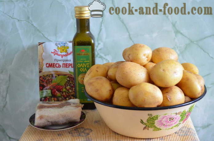 Patatas al horno en el manguito - patatas cocidas al horno como en el horno en el orificio, paso a paso las fotos de la receta