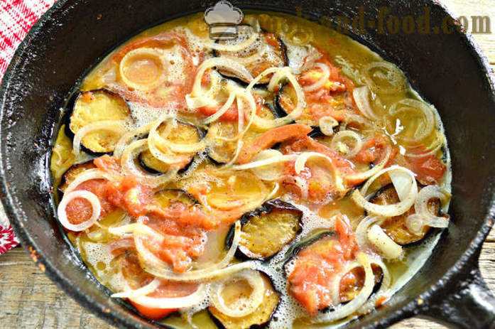 Tortilla de berenjenas y tomates - Cómo preparar berenjenas fritas con huevos y tomates, un paso a paso de la receta fotos