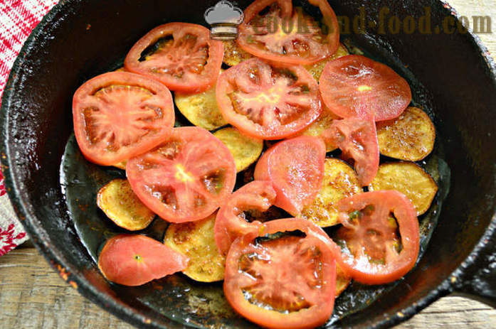 Tortilla de berenjenas y tomates - Cómo preparar berenjenas fritas con huevos y tomates, un paso a paso de la receta fotos