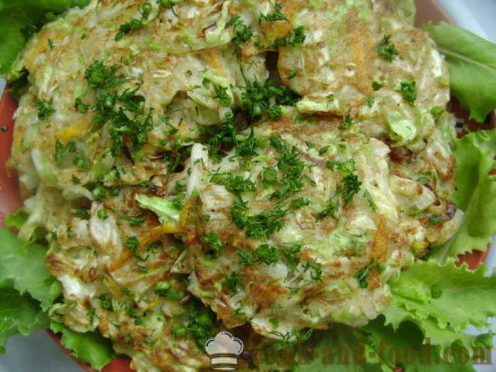 Chuletas vegetales de jóvenes de repollo y calabacín - Cómo cocinar chuletas de jóvenes de repollo y el calabacín, con un paso a paso las fotos de la receta