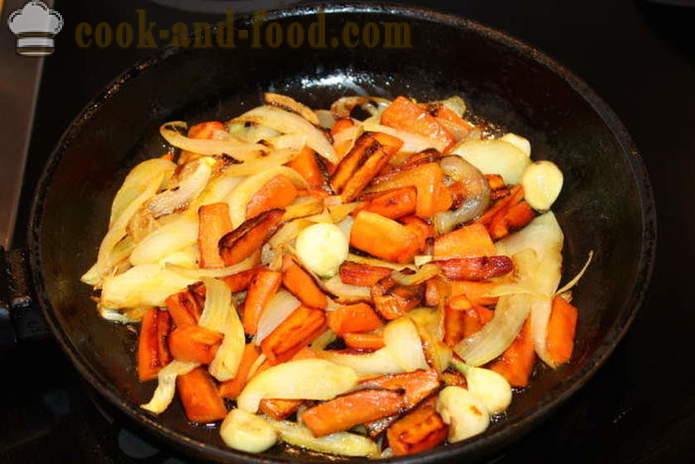 Estofado de cordero con cebollas, zanahorias y ajo - Cómo cocinar un delicioso estofado de cordero, un paso a paso de la receta fotos