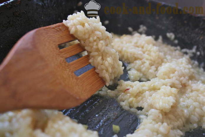 Risotto de caldo hecho en casa con el vino - cómo cocinar risotto en casa, paso a paso las fotos de la receta