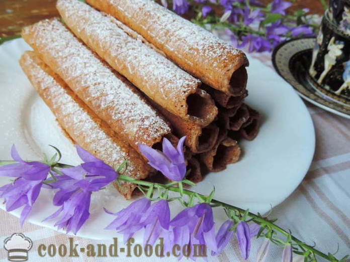 Caseras galletas crujientes de chocolate - Cómo hacer gofres en una plancha de gofres, un paso a paso de la receta fotos