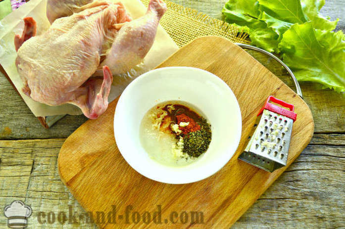 Pollo al horno en el manga por completo - cómo hornear pollo en el horno, con un paso a paso las fotos de la receta