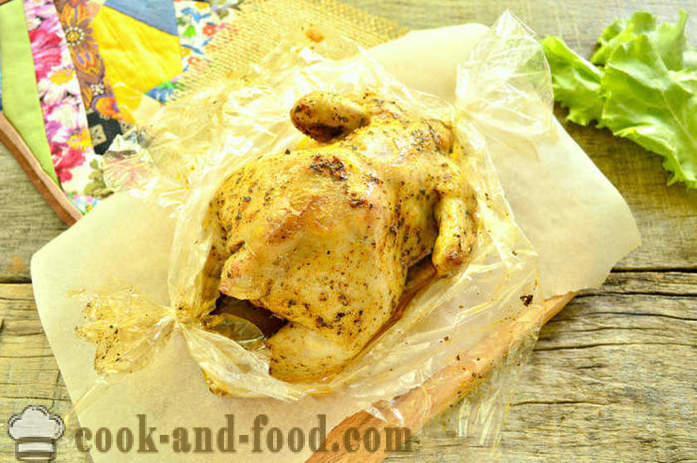 Pollo al horno en el manga por completo - cómo hornear pollo en el horno, con un paso a paso las fotos de la receta