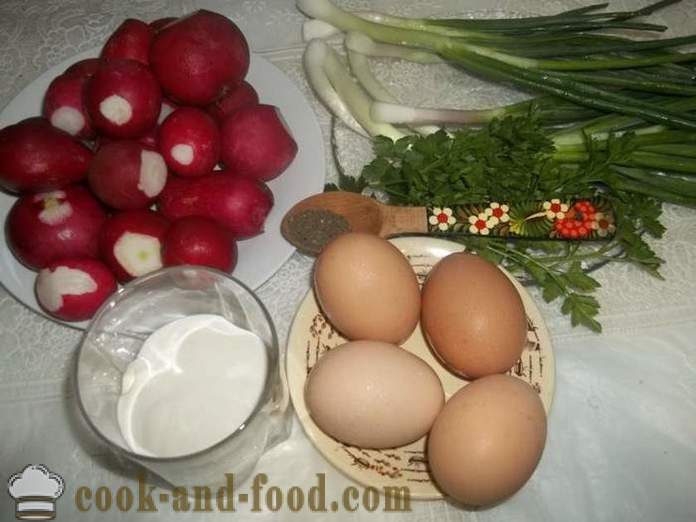 Deliciosa ensalada de rábanos con huevo y cebolla de verdeo - cómo preparar una ensalada de rábano, un paso a paso de la receta fotos