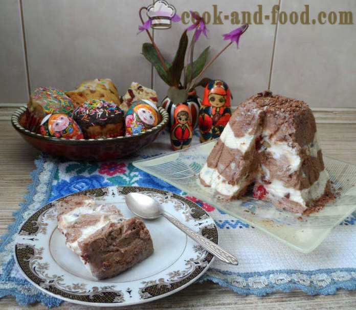 Requesón zar Pascua de chocolate, leche condensada y los huevos no - cómo cocinar la Pascua real en casa, paso a paso las fotos de la receta