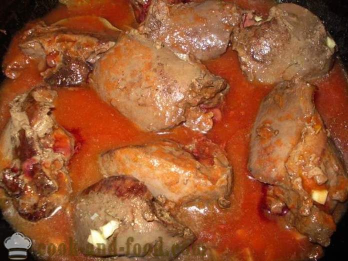 Hígado estofado de pavo en salsa de tomate - deliciosa de hígado de pavo asado, un paso a paso de la receta fotos