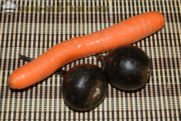 Ensalada con el rábano negro, zanahoria y mayonesa - sabrosos preparar una ensalada de rábano negro, un paso a paso de la receta fotos