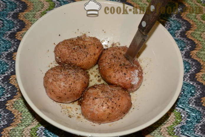Patatas al horno rápido en el microondas - lo delicioso patatas cocidas al horno en el horno de microondas en la piel, con un paso a paso las fotos de la receta