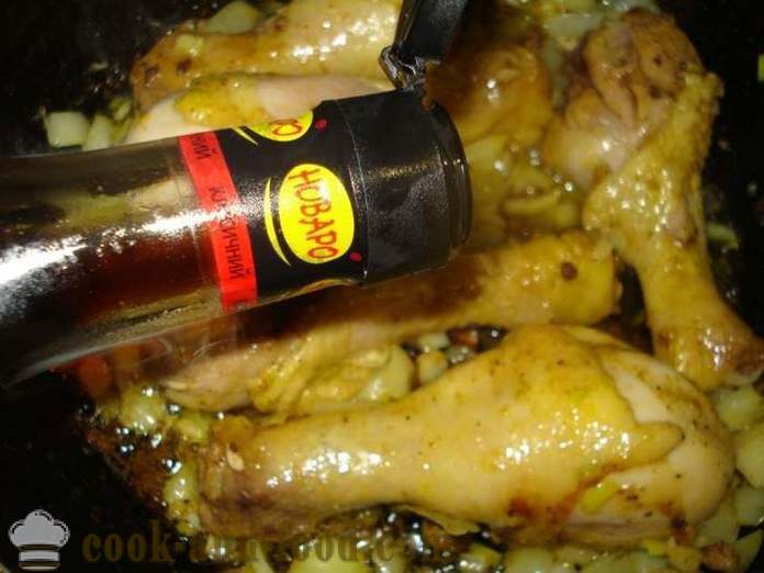 Muslo de pollo en salsa de soja - deliciosa para cocinar muslos de pollo en una sartén, un paso a paso de la receta fotos