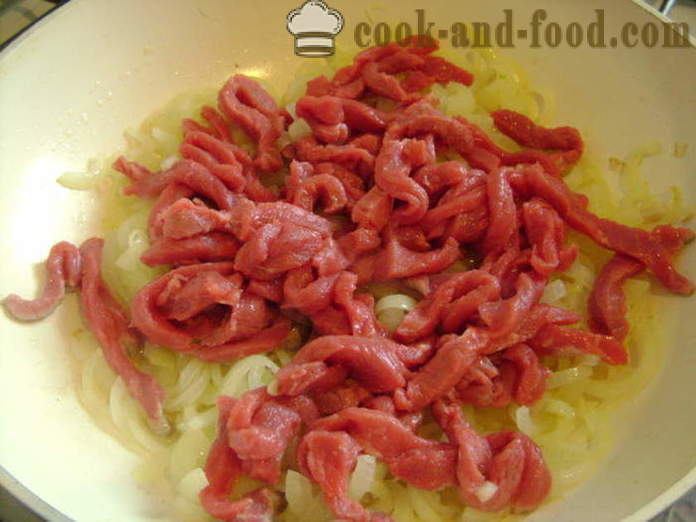 Arroz con la carne en chino - la forma de cocinar el arroz con la carne en una sartén, un paso a paso de la receta fotos