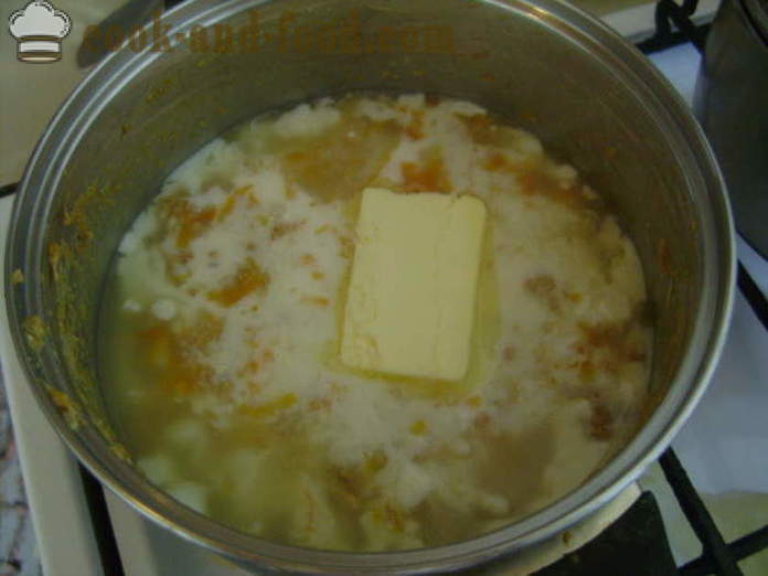La harina de avena gachas de cereales integrales sobre la leche - cómo cocinar deliciosos frijoles de harina de avena en la leche, con un paso a paso las fotos de la receta