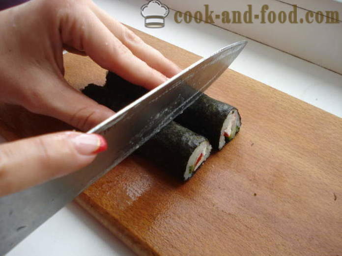 Sushi con palitos de cangrejo y pepino - Cómo hacer sushi con palitos de cangrejo en casa, fotos paso a paso de la receta