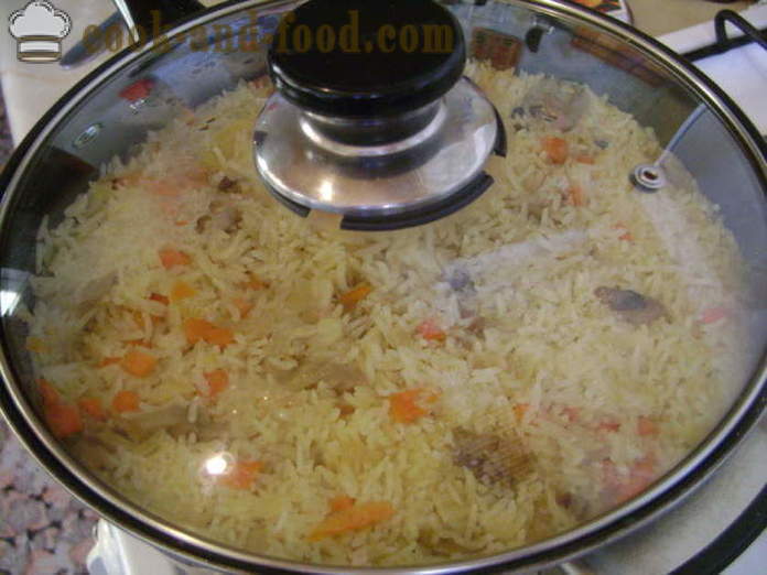 Pilaf sin carne con setas en una sartén - cómo cocinar sin carne risotto con setas, un paso a paso de la receta fotos
