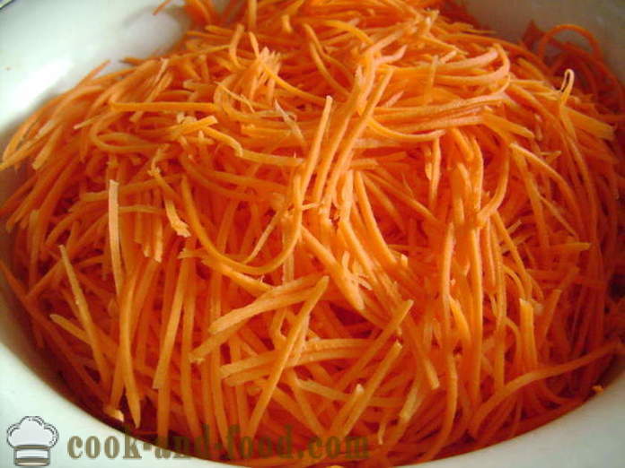 Ensalada de Corea con las zanahorias y las nueces - cómo cocinar una deliciosa ensalada con zanahorias y frutos secos, con un paso a paso las fotos de la receta