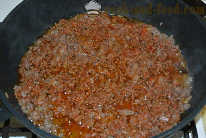 Cazuela de macarrones con carne picada y salsa bechamel - cómo cocinar cazuela de pasta en el horno, con un paso a paso las fotos de la receta