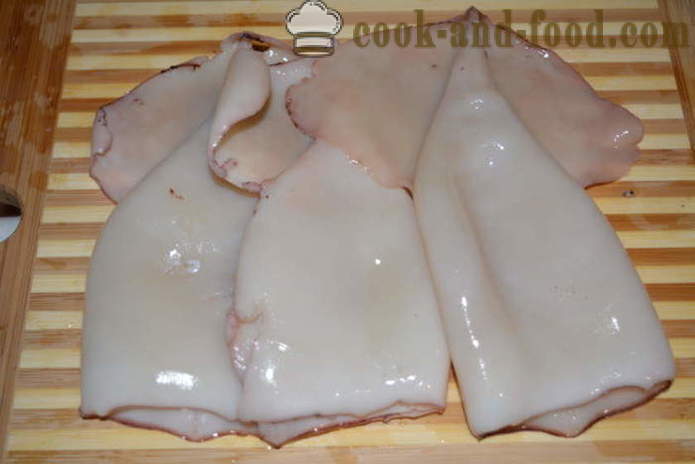 Calamares congelados con qué rapidez limpia de la película en casa, paso a paso las fotos de la receta