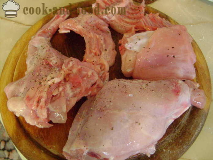 Conejo cocido en forma de crema - cómo cocinar guiso de conejo en crema agria, un paso a paso de la receta fotos