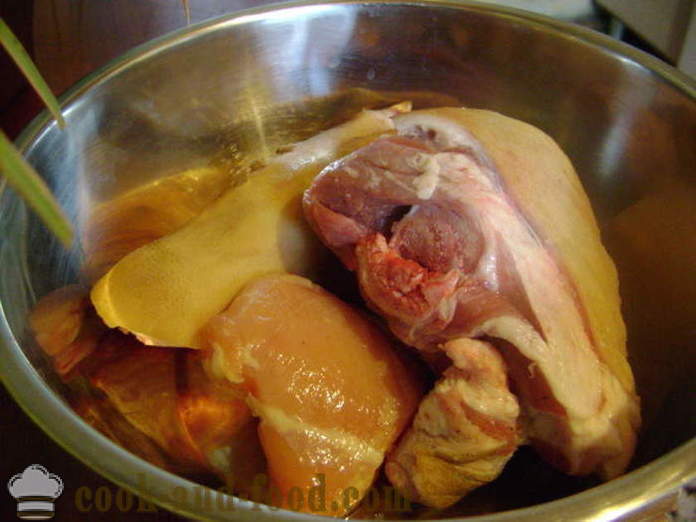 Carne convertida en gelatina y el queso de cerdo hecha en casa - para preparar carne en gelatina y el queso de cerdo de hacer en casa, paso a paso las fotos de la receta