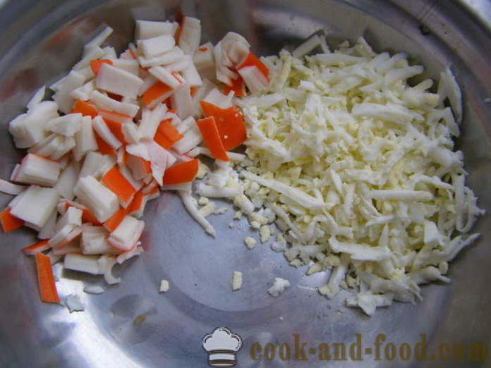 Ensalada de cangrejo delicioso con maíz y los huevos - a cocinar ensalada de cangrejo con maíz rápido y sabroso, con un paso a paso las fotos de la receta