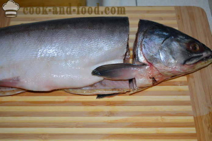 Cómo cortar filete de salmón rosado - cómo separar el salmón rosado de los huesos, un paso a paso de la receta fotos