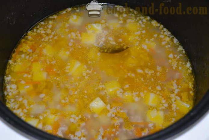 Sopa de guisantes con la carne - cómo cocinar sopa de guisantes en multivarka rápidamente, paso a paso las fotos de la receta