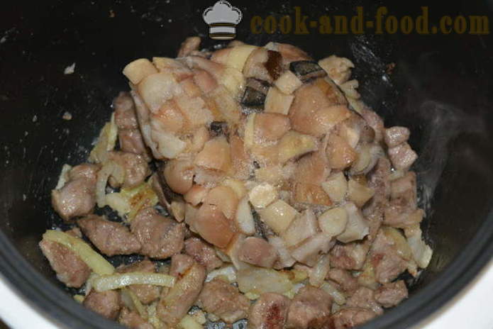 Cerdo con setas en multivarka como gulash - cómo cocinar la carne de cerdo con setas en multivarka, paso a paso las fotos de la receta