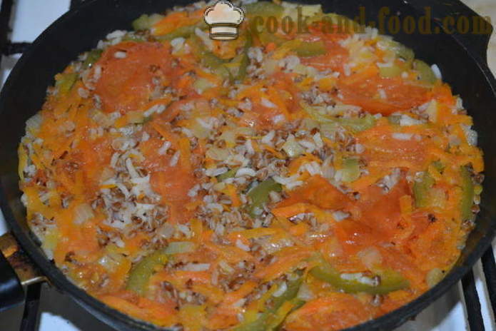 Kasha: alforfón con arroz y verduras en una sartén - cómo cocinar el trigo sarraceno con guarnición de arroz juntos, paso a paso las fotos de la receta