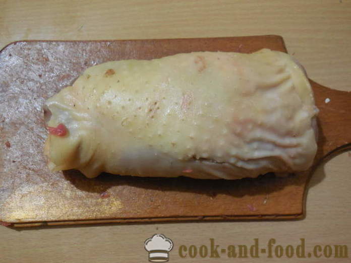 Rollo de muslo de pavo al horno con champiñones - Cómo cocinar un Rollo de pavo en el horno, con un paso a paso las fotos de la receta