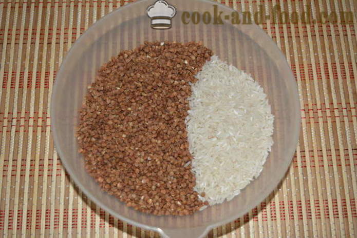 Trigo sarraceno con arroz y carne en multivarka - cómo preparar arroz con trigo sarraceno en multivarka, paso a paso las fotos de la receta