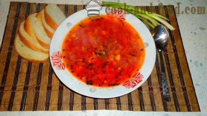 Borsch ucraniano real con tocino y ajo - cómo cocinar verdadera sopa de remolacha ucraniana sazonada con tocino y ajo, con un paso a paso las fotos de la receta