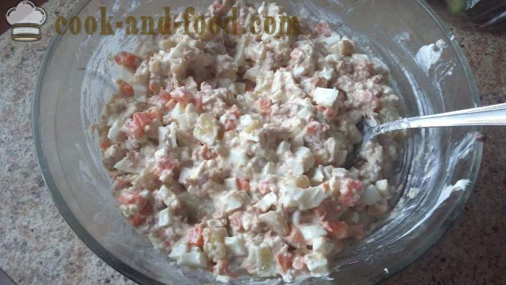 Ensalada de atún con huevo y patatas - cómo preparar una ensalada de atún enlatado, fotos paso a paso de la receta
