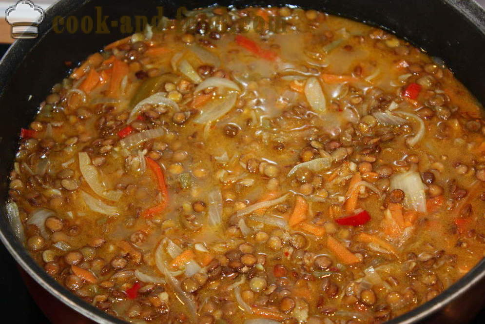 Ensalada de lentejas caliente con pollo y verduras - cómo cocinar una ensalada tibia de lentejas, un paso a paso de la receta fotos