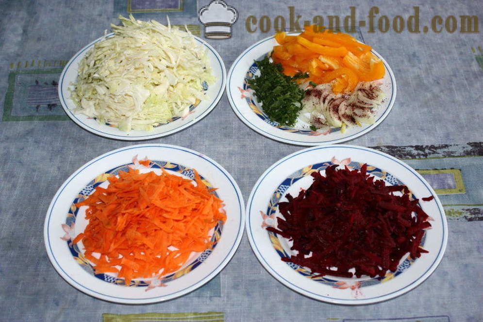 Ensalada de la vitamina col y otras verduras frescas - ¿Cómo hacer ensalada de col con la vitamina, un paso a paso de la receta fotos