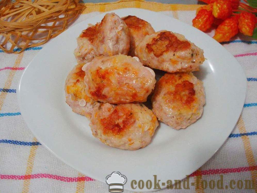 Chuletas de pollo con calabaza y rellenos de queso en multivarka - cómo cocinar chuletas de pollo en multivarka, fotos paso a paso de la receta
