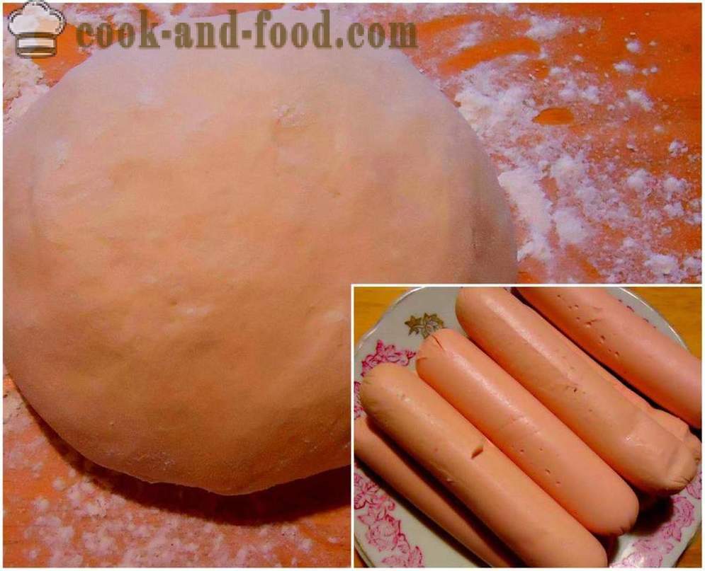 Embutidos en masa frita en skovorode- cómo hacer salchichas en hojaldre en casa, paso a paso las fotos de la receta