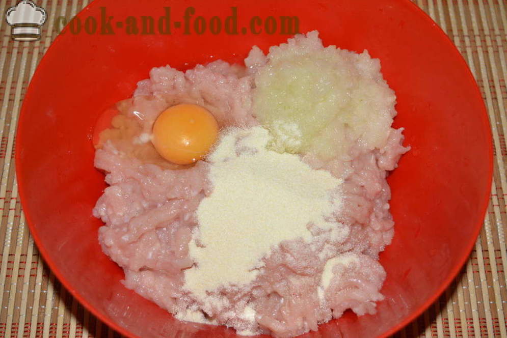 Salchichas de pollo domésticos en la lámina para alimentos para niños - cómo cocinar salchichas de pollo en casa, fotos paso a paso de la receta