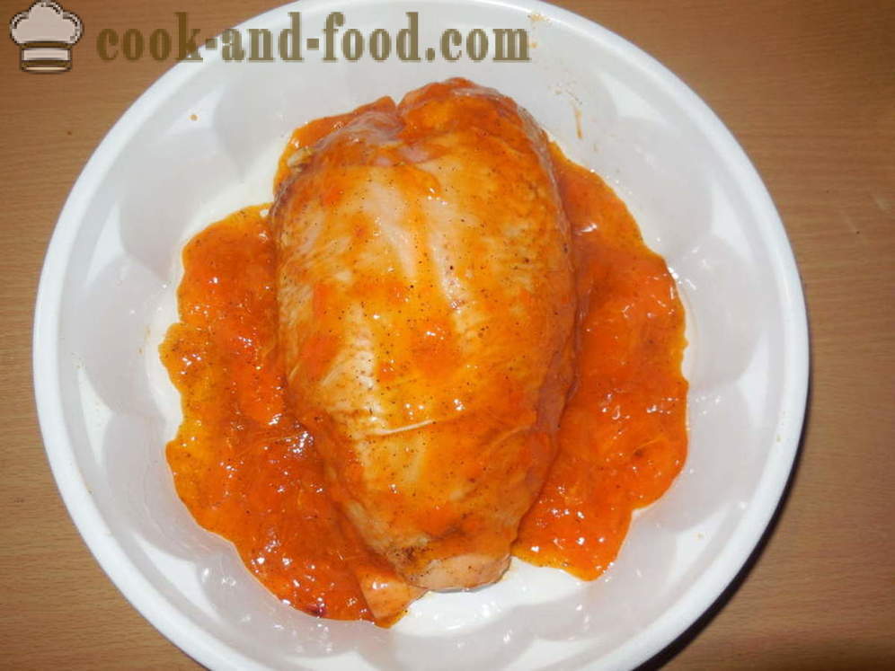 Jugosa pechuga de pollo al horno - a cocinar las pechugas de pollo en el horno, con un paso a paso las fotos de la receta