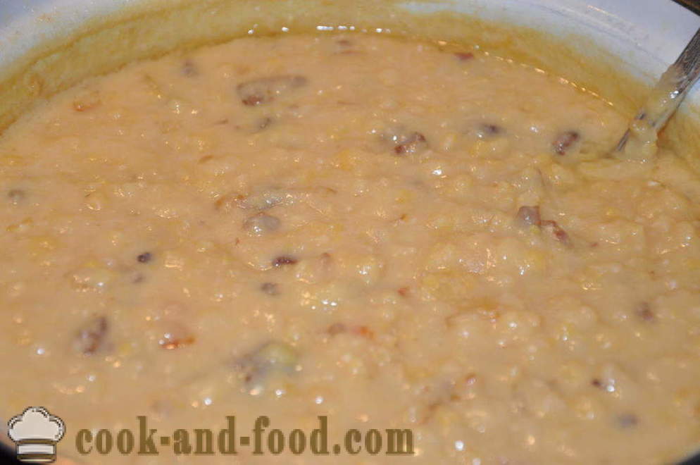 Deliciosa sopa de guisantes con cebolla y tocino - cómo cocinar sabroso puré de guisantes, un paso a paso de la receta fotos