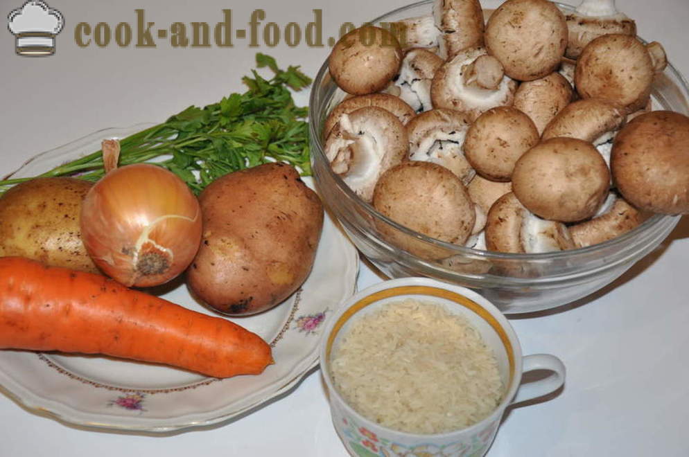 Deliciosa sopa de champiñones con setas - cómo cocinar sopa de champiñones con setas, un paso a paso de la receta fotos