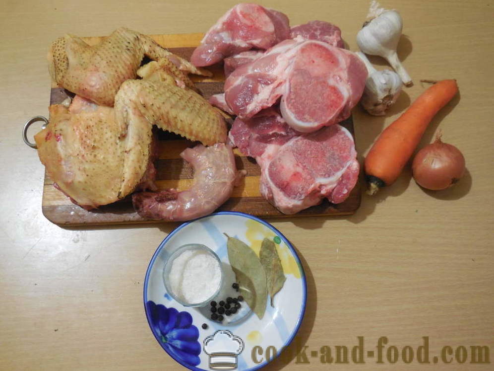 De pollo en gelatina hecha en casa sin la gelatina - cómo preparar pollo en gelatina y carne de cerdo multivarka-cocina, un paso a paso fotos de la receta