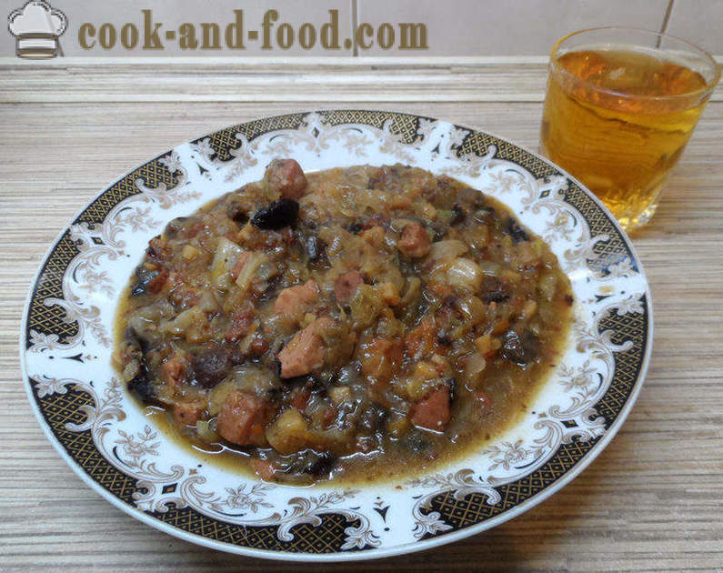 Bigus con col, carne y setas - cómo cocinar correctamente Bigus, un paso a paso de la receta fotos