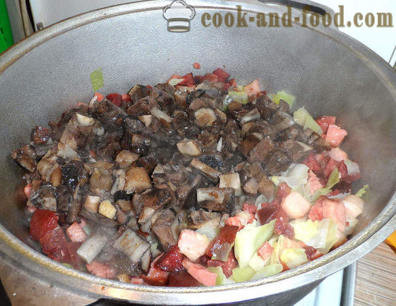 Bigus con col, carne y setas - cómo cocinar correctamente Bigus, un paso a paso de la receta fotos