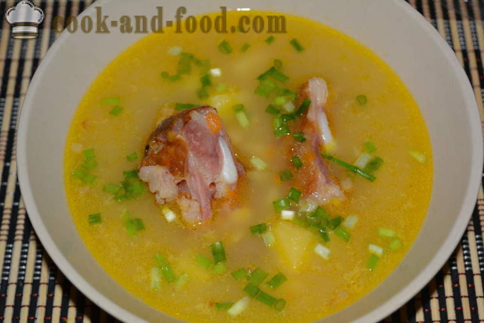 Sopa de guisantes con ahumada - cómo cocinar sopa de guisantes con costillas ahumada en multivarka, fotos paso a paso de la receta