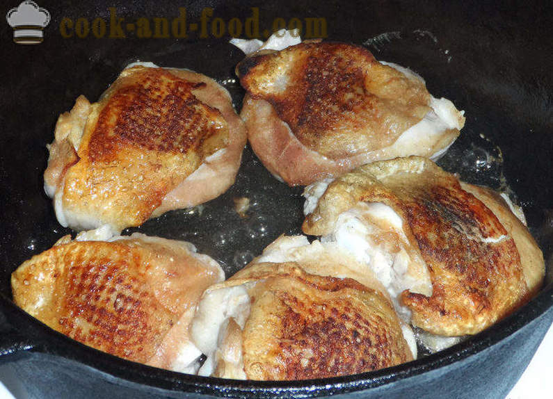 Pollo con setas en salsa de crema - cómo cocinar pollo con salsa de champiñones, un paso a paso de la receta fotos