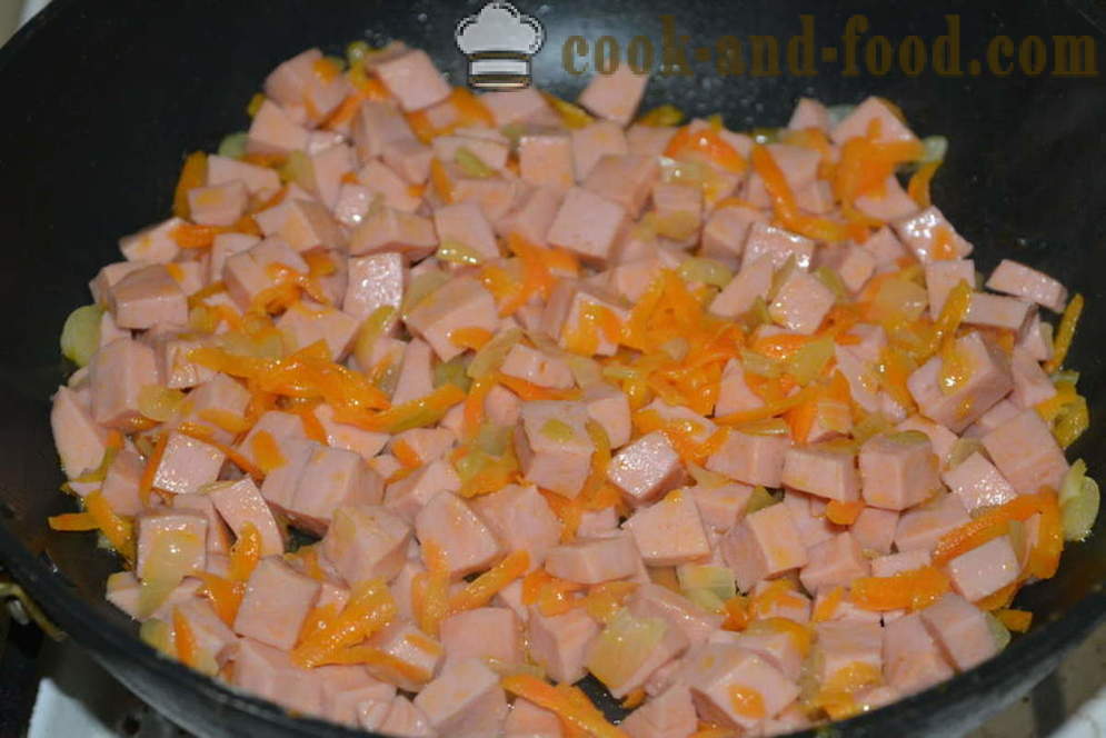 Sopa de patata con trocitos de pan y salami - ¿Cómo hacer sopa de una patata, un paso a paso de la receta fotos